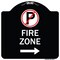 Signmission Fire Zone No Parking and Right Arrow Heavy-Gauge Aluminum Sign, 18" x 18", BW-1818-23973 A-DES-BW-1818-23973 - alternate 1